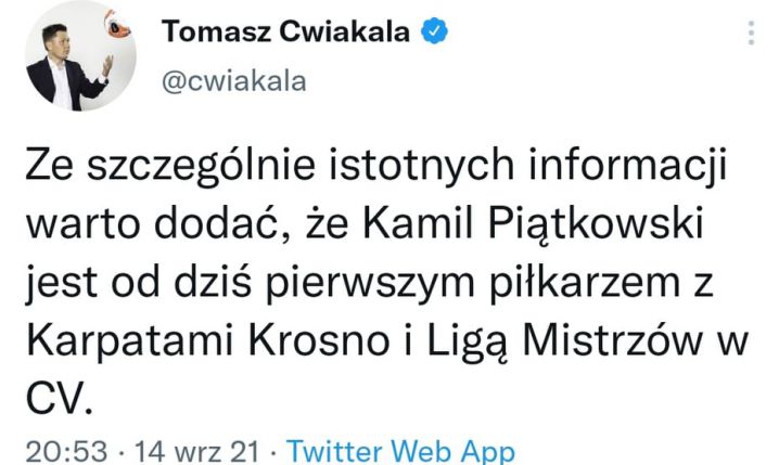 Kamil Piątkowski dokonał tego JAKO PIERWSZY xD